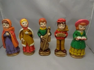 6 Vintage INARCO Christmas Children Carolers Singers Chalkware 6.5" Tall - Picture 1 of 8