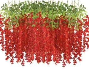 24 x Artificial Wisteria Vine Ratta (3.75’)Hanging Garland Silk Flowers String - Picture 1 of 7