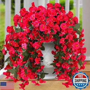Sggvecsy Artificial Fake Hanging Flowers Plants for Outdoor Outside Spring Su - Picture 1 of 5