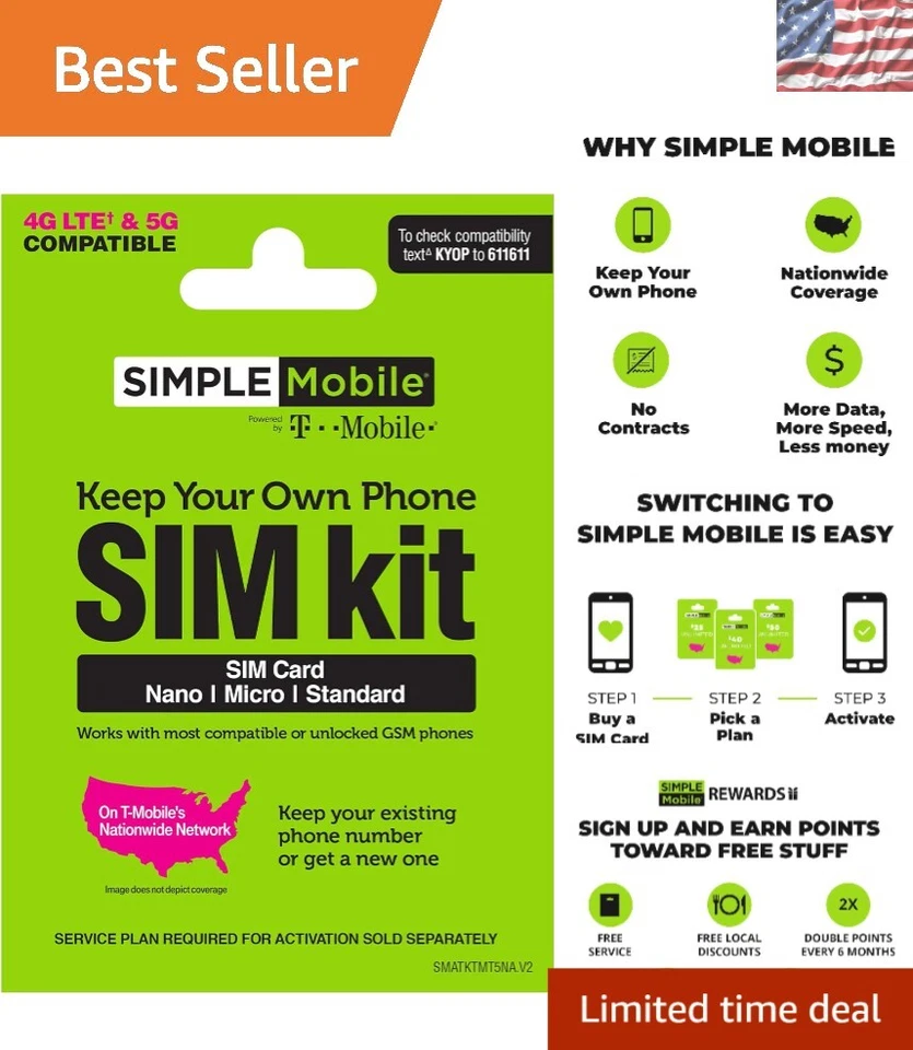 Universal Prepaid SIM Card Kit - Activate GSM Devices on 4G LTE Network - Image 1 of 4