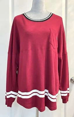Victoria’s Secret ROSA Sudadera Grande Cuello Redondo Manga Larga Roja Talla L Salón Foto 1 de 4