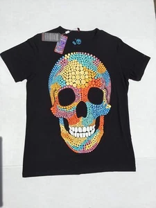 Ay Guey Multi-Color Skull T-Shirt, Size M, Black Heavy Fabric, Rare, Mexico New - Picture 1 of 7