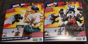 2 Marvel Stunt Squad Black Panther Iron Man Ultron Spiderman Miles Venom - Estante - Imagen 1 de 8