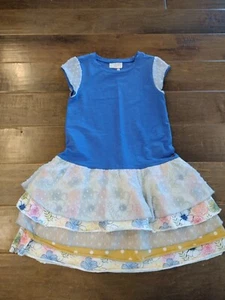 435 by MATILDA JANE Girls short-sleeve Happy Free Beignet blue tiered dress - 8 - Picture 1 of 8