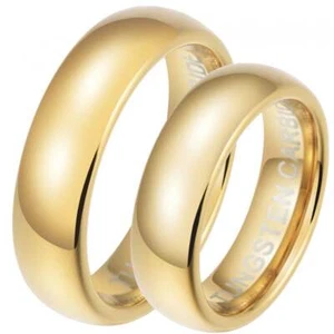 His And Hers 6mm Tungsten Gold MATCHING Wedding Engagement Ring Set -UK SELLER - Picture 1 of 5