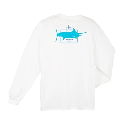 Guy Harvey Logo L/S Front Pocket Fish Boat T-shirt. Pick Size. MSRP $28...White - Image 1 of 4