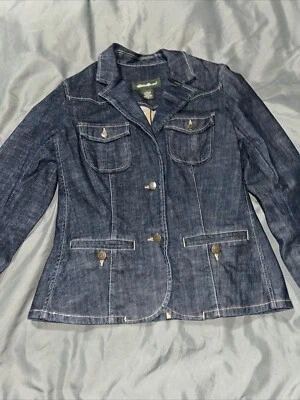 Eddie Bauer Denim Jean Jacket Women's Size Small Blue Stretch Blazer Trucker - Image 1 of 4