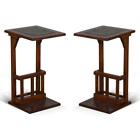Home Square 12.5" Traditional Wood Sofa Mate Table in Dark Chocolate - Set of 2