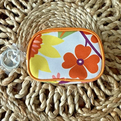Estuche de Cosméticos Clinique Años 70 Retro Floral con Llavero 4.5" Nuevo con Etiquetas Bolsa de Maquillaje Viaje Foto 1 de 4