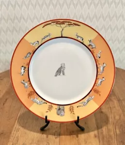 HERMÈS Paris Africa Orange Sitting Cheetah Dinner Plate Porcelain NEW 3 Avail - Picture 1 of 8