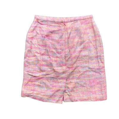 Mini-saia texturizada vintage década de 1990 Talbots seda pura rosa pastel arco-íris mesclado 12 - Imagem 1 de 4