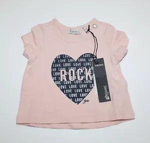 NWT Girls IKKS Heart Love Pink T Shirt Organic Cotton cap sleeve tee Size 3 Mos - Picture 1 of 4