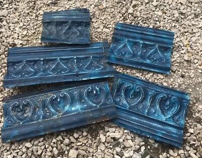 5 adornos de cala de techo de hojalata antiguos decorativos arquitectónicos de colección Foto 1 de 4