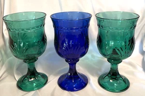 Lot Of 3 Goblets by Toscany Alexandra 1 Cobalt & 2 Green 16oz Glasses - Picture 1 of 6