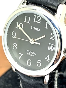 Reloj Timex para mujer T2N525 cuarzo indiglo esfera negra correa de cuero 25 mm - Imagen 1 de 12