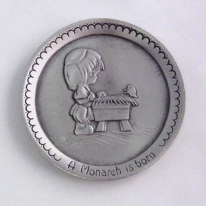 Precious Moments Chapel A Monarch is Born Pewter Mini Plate Nativity Xmas RARE - Picture 1 of 7