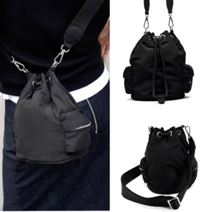 Zara Technical Fabric Mini Bucket Bag in Black 6806/310/800 Drawstring Closure - Picture 1 of 7