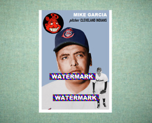 Mike Garcia Cleveland Indians 1954 Style Custom Baseball Art Card
