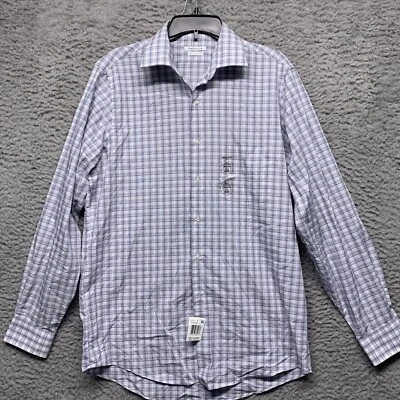Van Heusen Shirt Men 15.5 33 35 Lilac Checked Plaid Business Casual - Image 1 of 4