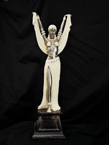 Vintage Art Deco Egyptian Revival Dancer Statue – Chiparus Style Bronze Gold - Picture 1 of 9