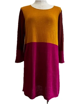 Vestido para mujer Gudrun Sjoden línea A 100 % lino talla mediana multicolor bloques de colores Foto 1 de 4
