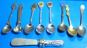 vintage variety of gold & silver tone sugar / condiment spoons & knife 4.25-4.5" - Picture 1 of 2