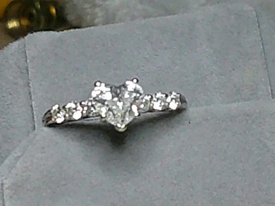 1.03 ct earth mined diamond solitaire D color 14k wg w/ GIA appr + 6 side dias - Image 1 of 4