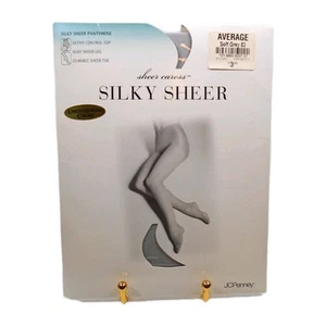 Neu in Verpackung JCPenney Strumpfhose seidig transparent seidig Kontrolle Oberteil weich grau 83 durchschnittlich - Bild 1 von 8