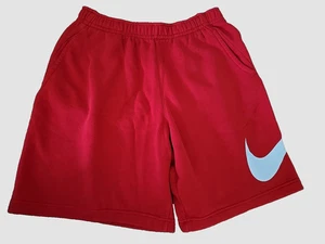 Nike Men's Club Fleece Shorts MEDIUM Red Swoosh 2019 Soft Oversize 9" Lounge - Picture 1 of 9