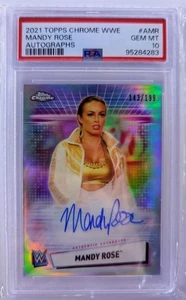 Mandy Rose On Card Auto /199 PSA 10 2021 Topps Chrome WWE WWF - Picture 1 of 2