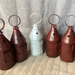 5 Primitive Kolonial 6 1/2" Revere Punch Laterne für Lichterketten Weihnachten? - Bild 1 von 7