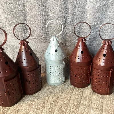 5 Примитивный колониальный 6 1/2» Revere удар фонарь для гирлянд Рождество? - Изображение 1 из 4