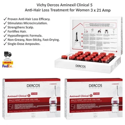 Vichy Dercos Aminexil Clinical 5 Anti-Haarausfallbehandlung für Frauen 63 x6 ml - Bild 1 von 4