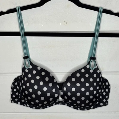 Victoria's Secret Sexy Little Thing Polka Dot Bra Women’s 36B Black White Teal - Image 1 of 4