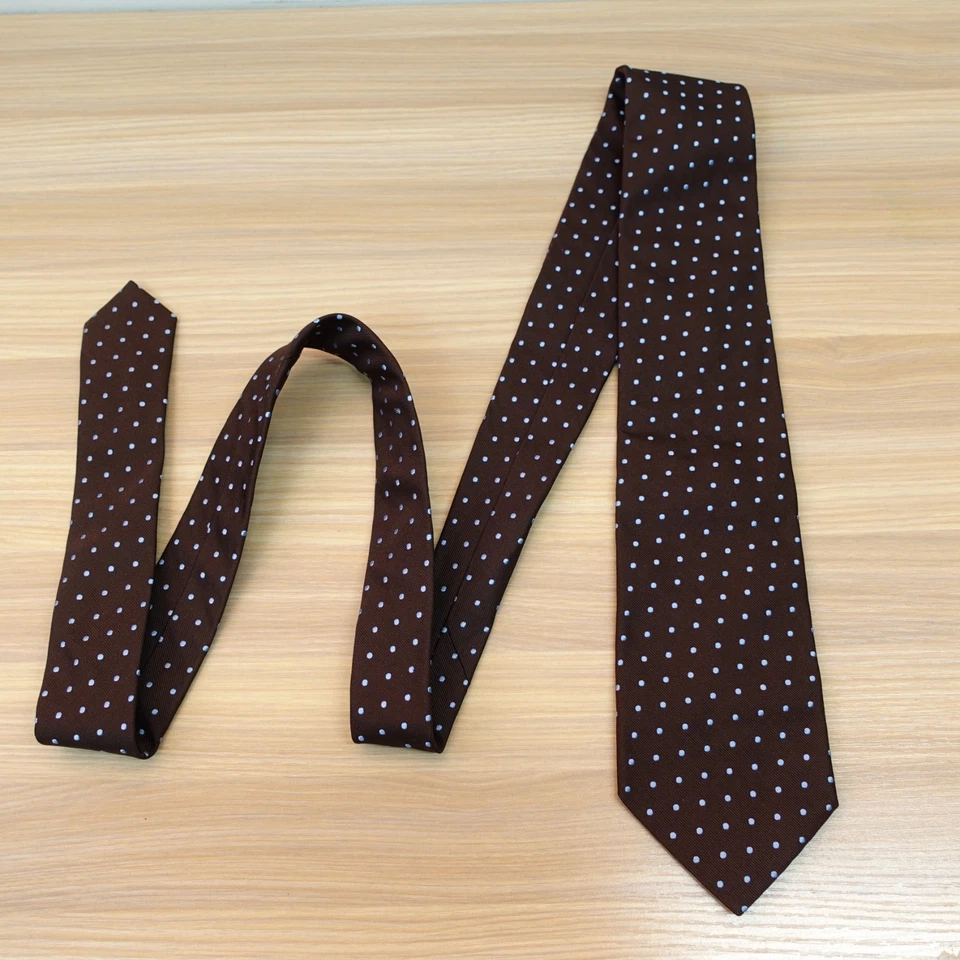 Vestido de traje clásico J Crew Tie para hombre marrón azul lunares sarga de seda hecho en Italia Foto 1 de 4
