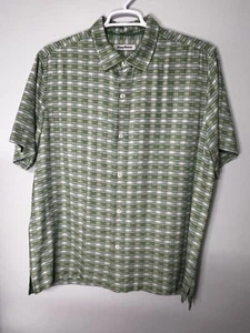 Tommy Bahama Camp Hemd Herren XL grün Geo Tini kariert 100% Seide Aloha Tropical - Bild 1 von 7