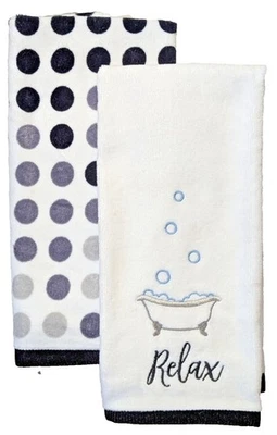 Toallas de mano Relax Clawfoot bañera y puntos 2 piezas baño bordado regalo para el hogar Foto 1 de 3
