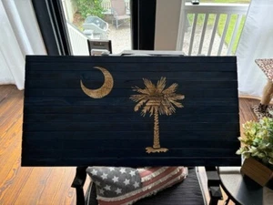 Handmade Distressed Wooden South Carolina State Flag/sign - Picture 1 of 5