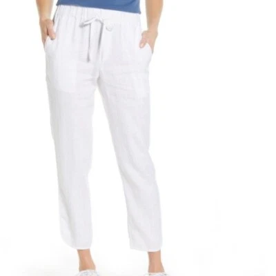 Pantalones Capri Caslon Lino 16P Bolsillos Elástico Cordón Cintura Norstrom Nuevos Foto 1 de 2