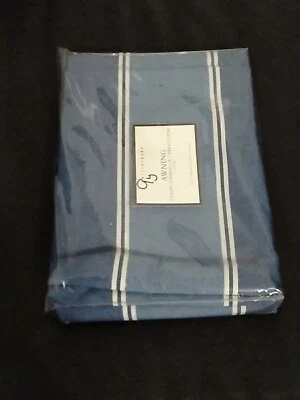 Pottery Barn Nappe Awning Stripe Umbrella Tablecloth Blue 56.5" x 108" Polyester - Image 1 of 4