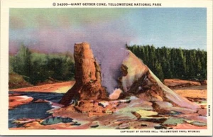 Yellowstone Nationalpark riesiger Geysirkegel Haynes #34200 Vintage Postkarte UNP - Bild 1 von 2