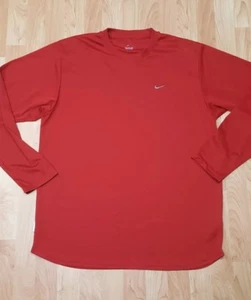 Men's Nike Dri-Fit XL Red Polyester Long Sleeve exercise workout shirt EUC - Picture 1 of 4