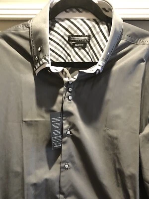 Camisa de vestir Bellino de diseñador para hombre 3XL - NUEVA con etiquetas. Slim Fit - Gris. Foto 1 de 4