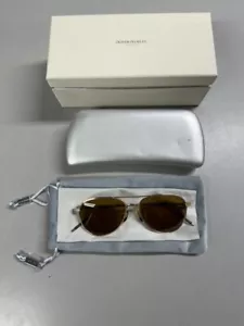 Oliver Peoples Titanium TK-3 Sunglasses Brushed Gold / Brown 56 with Box + Case - Picture 1 of 23