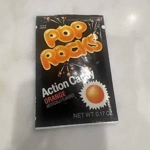 Vintage 1982 POP ROCKS Crackling Candy Rare Black Foil Pack 4.25” Orange Flavor - Picture 1 of 2