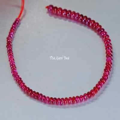 GIA CERT Gem Grado Sin Calentar Rubí Fino Suave Rondelles Cuentas 5" Hilo Foto 1 de 4