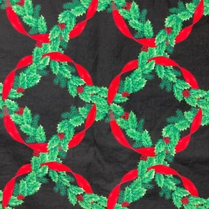 Vintage Fabric Traditions 1 Yard Christmas Print Black Green Red 42" Wide Crafts - Picture 1 of 11