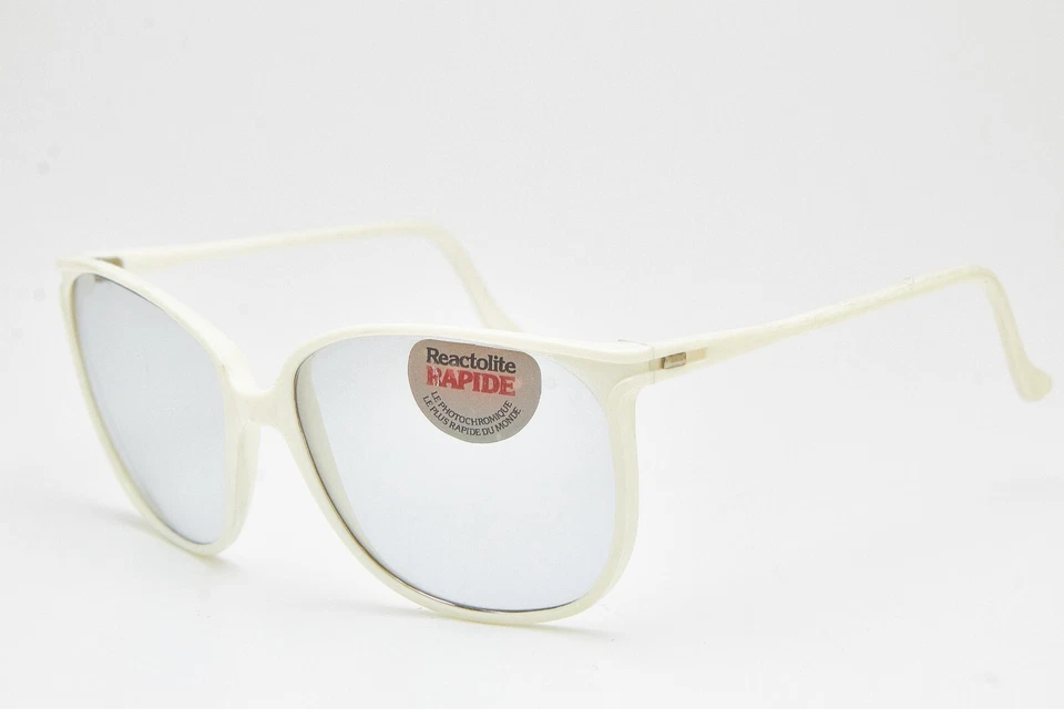 1980s vintage ovarsized sunglasses photochromatic BOLLE eyeglasses white frame - Image 1 of 4