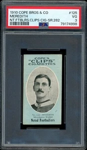 1910 BILLY MEREDITH COPE BROS & CO NOTED FUTBOLERS SERIE DE 282 #125 (PSA 3) - Imagen 1 de 2