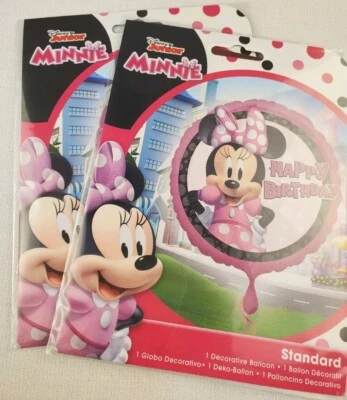 2 globos de aluminio de feliz cumpleaños de Disney Jr. Minnie Mouse anagrama 17 pulgadas EE. UU. Foto 1 de 4